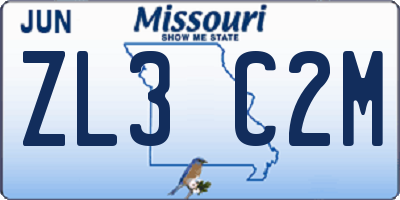 MO license plate ZL3C2M