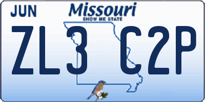 MO license plate ZL3C2P