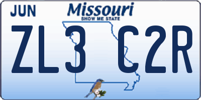 MO license plate ZL3C2R