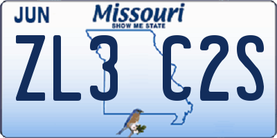 MO license plate ZL3C2S