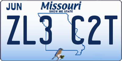 MO license plate ZL3C2T