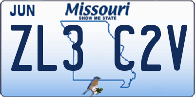 MO license plate ZL3C2V