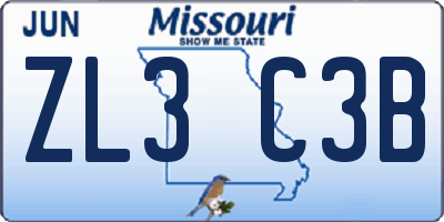 MO license plate ZL3C3B