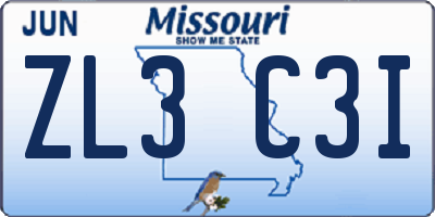 MO license plate ZL3C3I