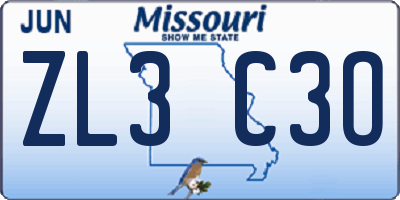 MO license plate ZL3C3O