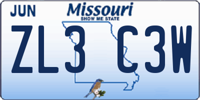MO license plate ZL3C3W