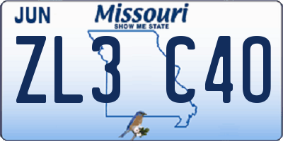 MO license plate ZL3C4O