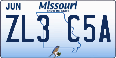MO license plate ZL3C5A