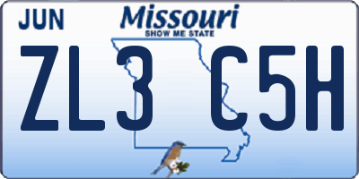 MO license plate ZL3C5H