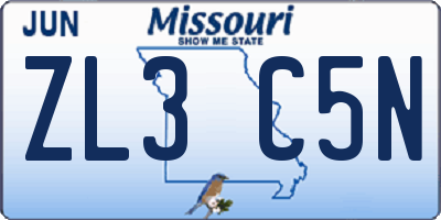 MO license plate ZL3C5N