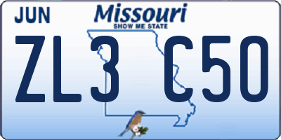 MO license plate ZL3C5O