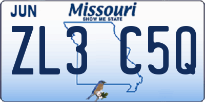 MO license plate ZL3C5Q