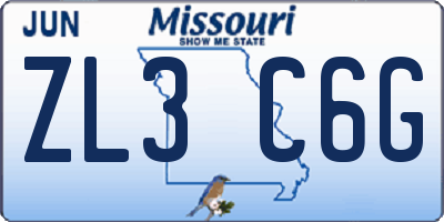 MO license plate ZL3C6G