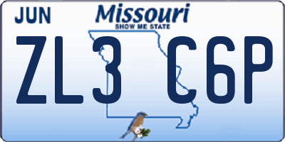 MO license plate ZL3C6P