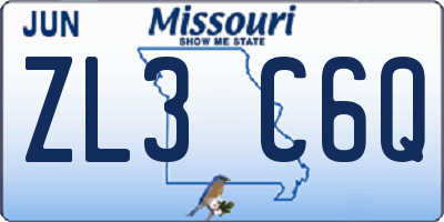 MO license plate ZL3C6Q