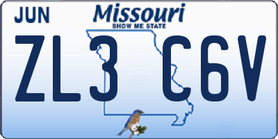 MO license plate ZL3C6V