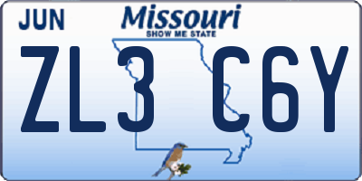 MO license plate ZL3C6Y