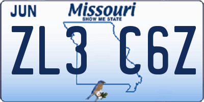 MO license plate ZL3C6Z