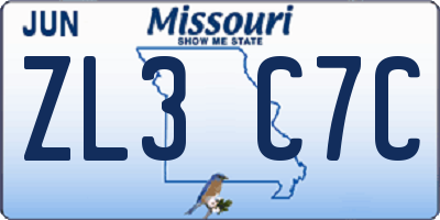 MO license plate ZL3C7C