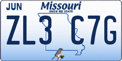 MO license plate ZL3C7G