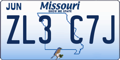 MO license plate ZL3C7J