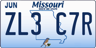 MO license plate ZL3C7R