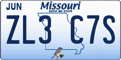 MO license plate ZL3C7S