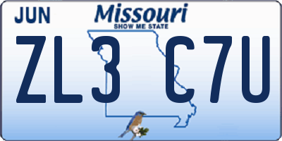 MO license plate ZL3C7U