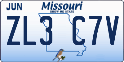 MO license plate ZL3C7V