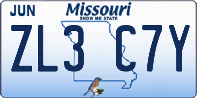 MO license plate ZL3C7Y