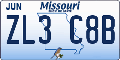 MO license plate ZL3C8B