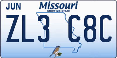 MO license plate ZL3C8C