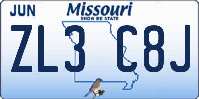 MO license plate ZL3C8J