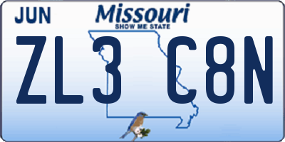 MO license plate ZL3C8N