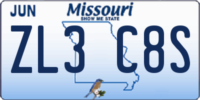 MO license plate ZL3C8S