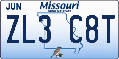 MO license plate ZL3C8T