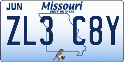 MO license plate ZL3C8Y