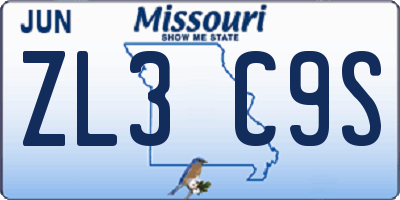 MO license plate ZL3C9S