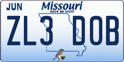 MO license plate ZL3D0B
