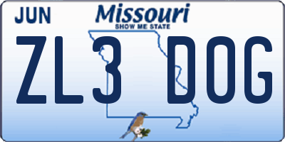 MO license plate ZL3D0G