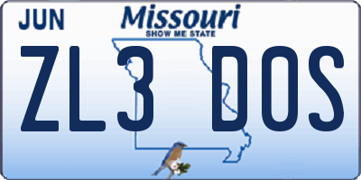 MO license plate ZL3D0S