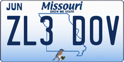 MO license plate ZL3D0V