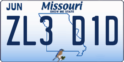 MO license plate ZL3D1D