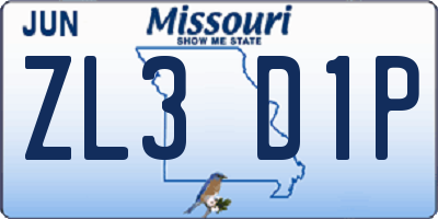 MO license plate ZL3D1P