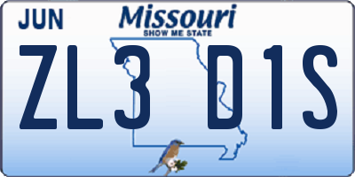 MO license plate ZL3D1S
