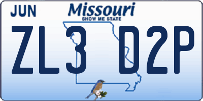 MO license plate ZL3D2P