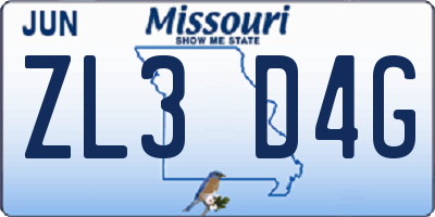 MO license plate ZL3D4G