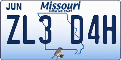 MO license plate ZL3D4H