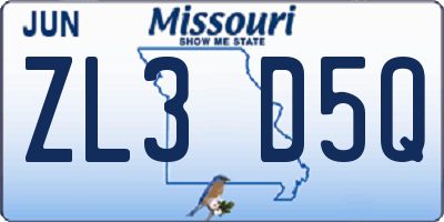 MO license plate ZL3D5Q