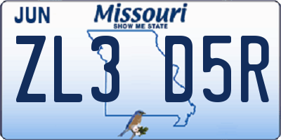 MO license plate ZL3D5R
